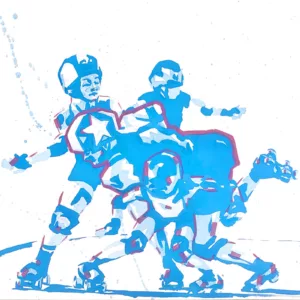 Peinture de derby skaters en action