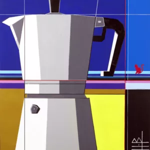 Mon enfance, la cafetière représentée par l'artiste Charly Bennici