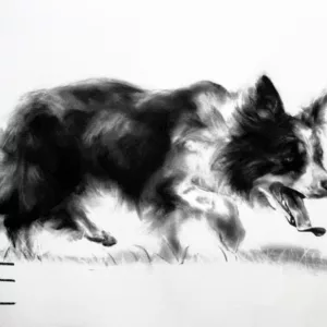 Dessin au fusain d'un Border Collie par Lola Jamin